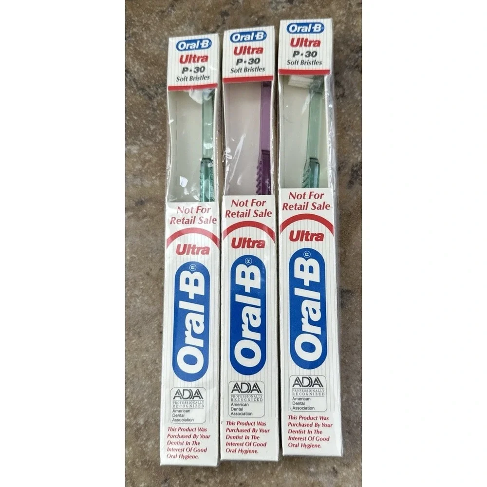 Vintage 1989 Oral B Toothbrushes Adult Ultra P-30 Soft Bristles Lots Of 3